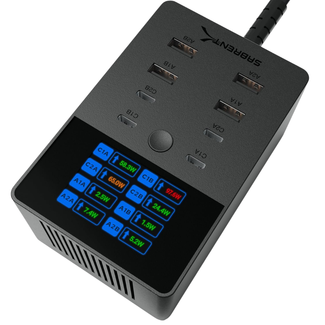 Sabrent Voltik 8-Port 252W USB-A & USB-C PD 3.0 Charging Station w/ Display