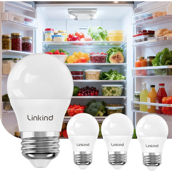 4-Pack Linkind A15 LED Refrigerator Light Bulbs 40W Equivalent