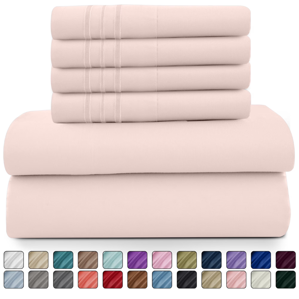 Lux Decor Collection Bed Sheets 16" Deep Pocket 6-Piece Microfiber Set