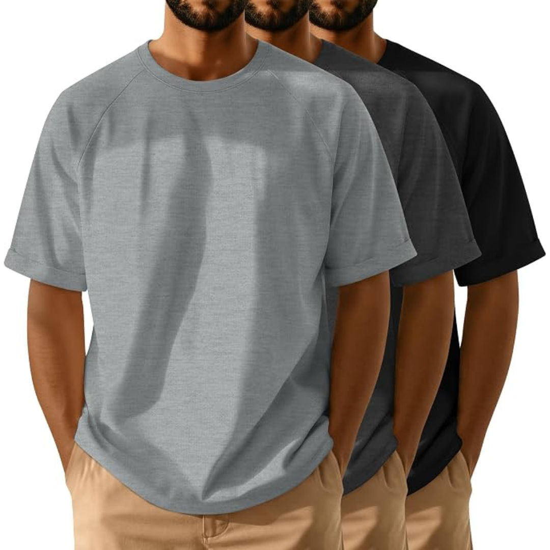 3-Pack Men's Oversized Breathable Crew Neck T-Shirts