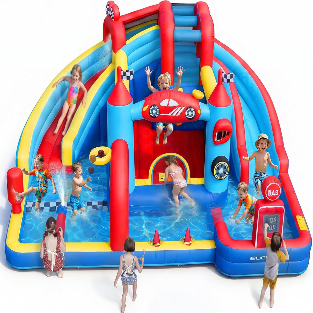 Elemara Speed Racer Kids Inflatable Water Slide Bounce House (191" x 175")