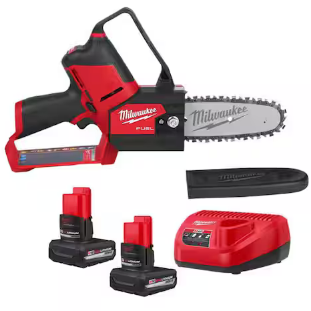 Milwaukee M12 6" 12V Brushless Pruning Chainsaw w/ 2x 5Ah HO Batteries