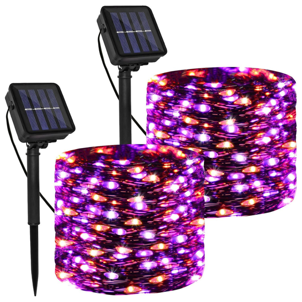 2-Pack 200 LED Solar Fairy Copper Wire String Lights