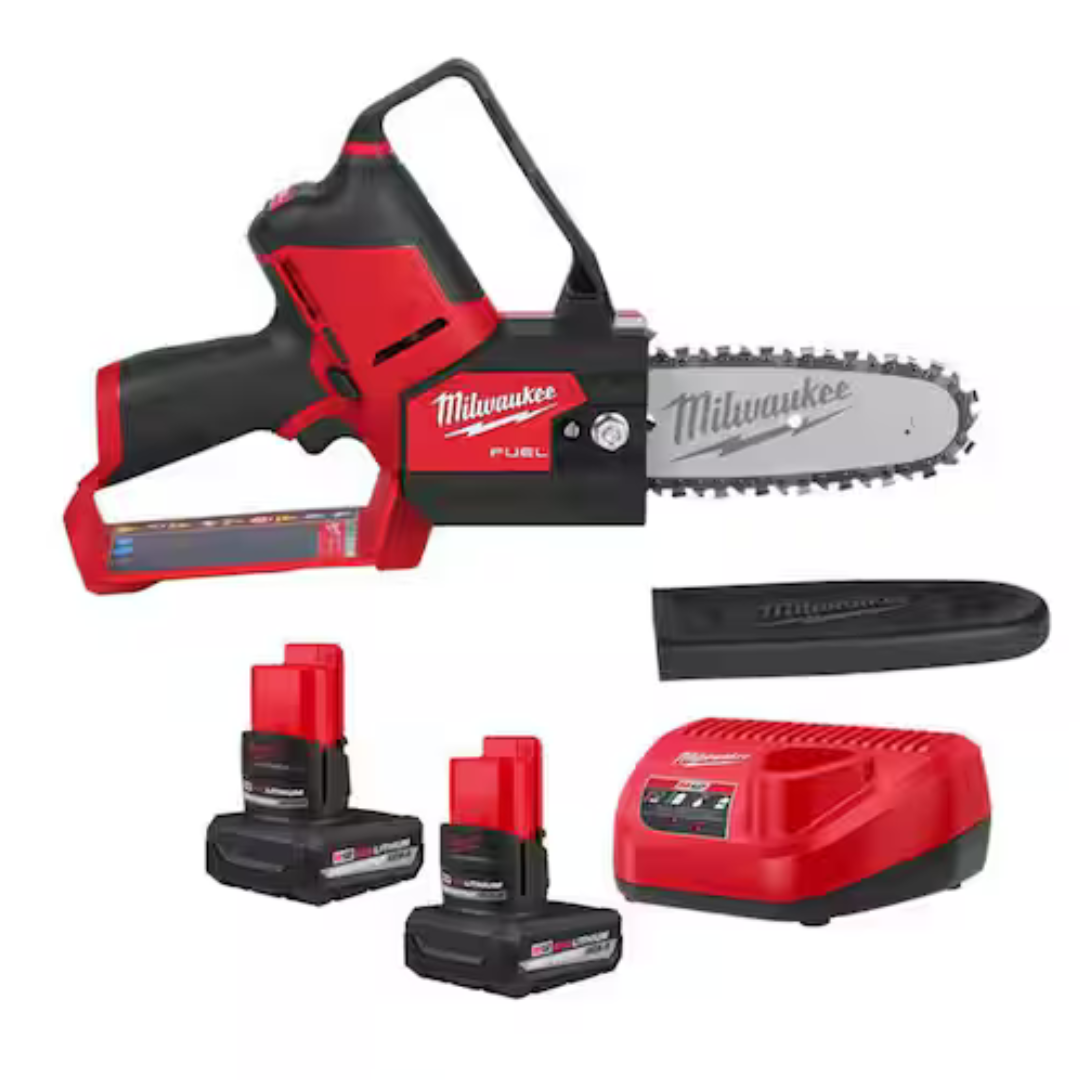 Milwaukee M12 6" 12V Brushless Pruning Chainsaw W/ 2x 5Ah HO Batteries