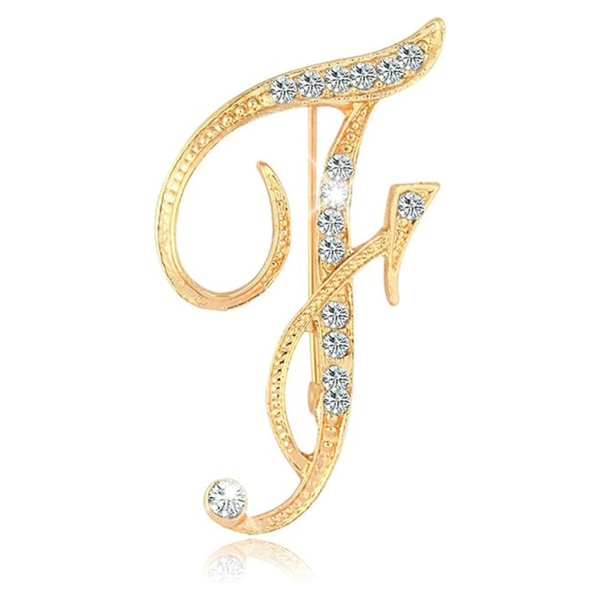 Women's Letter A-Z Rhinestone Initial Brooch (Various)