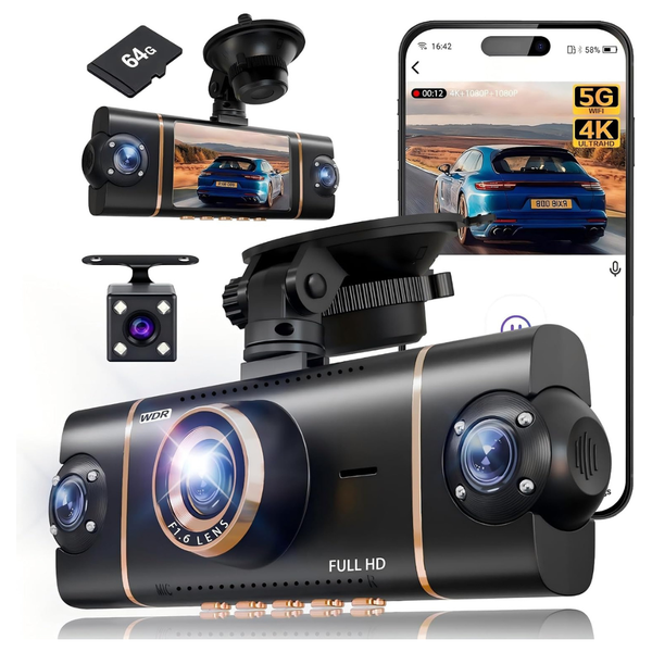 4 Channel Front And Rear 4K+1080Px3 FHD 360Deg Dash Cam