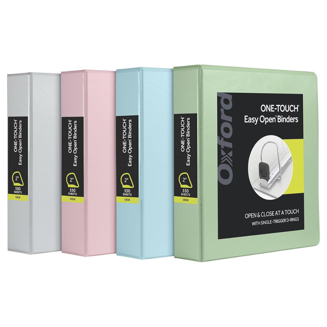 4-Pack Oxford 2" 3-Ring Binders