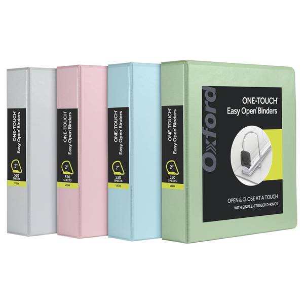 4-Pack Oxford 2" 3-Ring Binders