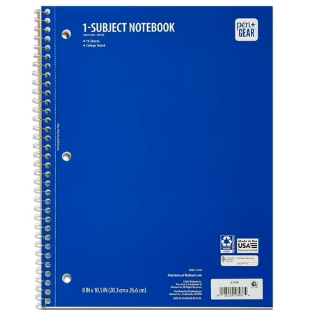 Pen+Gear College Ruled 1-Subject Notebook