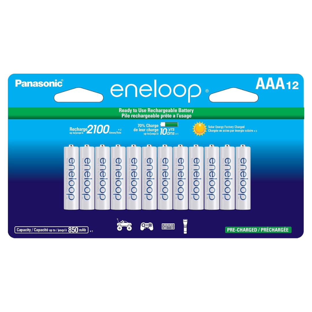 12-Pack Panasonic Eneloop AAA 850mAh Ni-MH Rechargeable Batteries