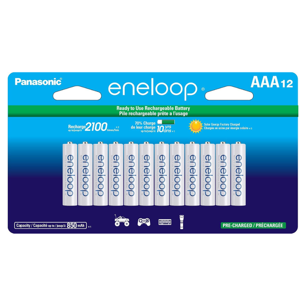 12-Pack Panasonic Eneloop AAA 850mAh Ni-MH Rechargeable Batteries