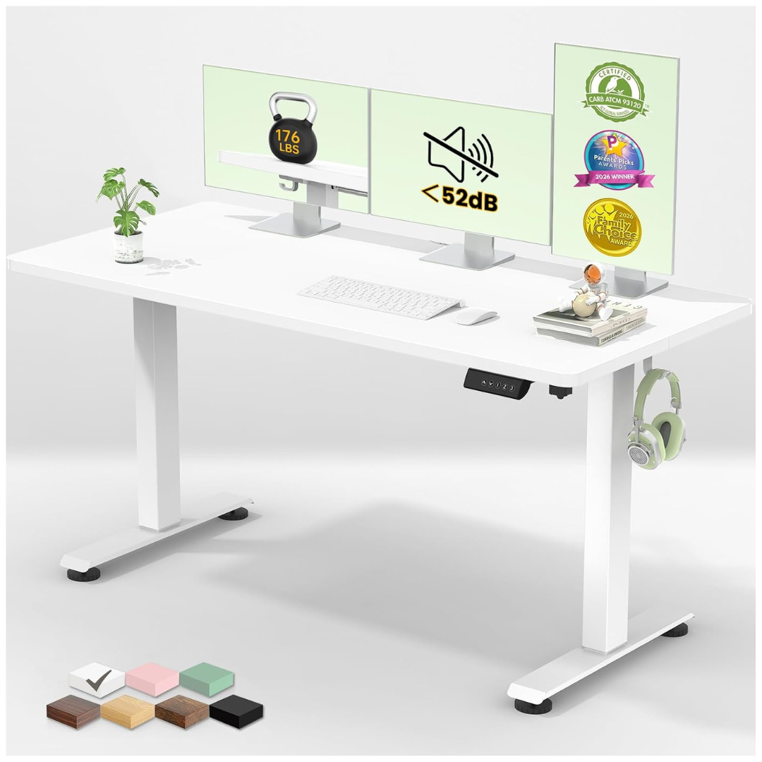 55 Height Adjustable Electric Standing Desk (White)