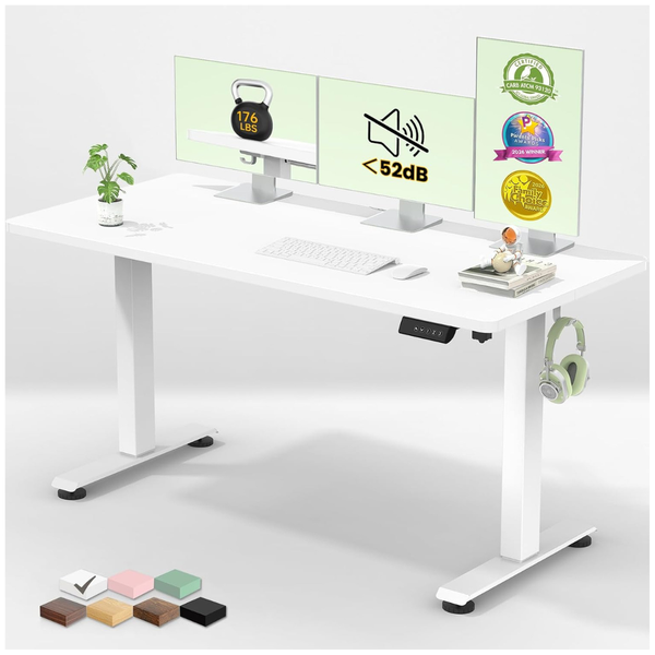 55 Height Adjustable Electric Standing Desk (White)