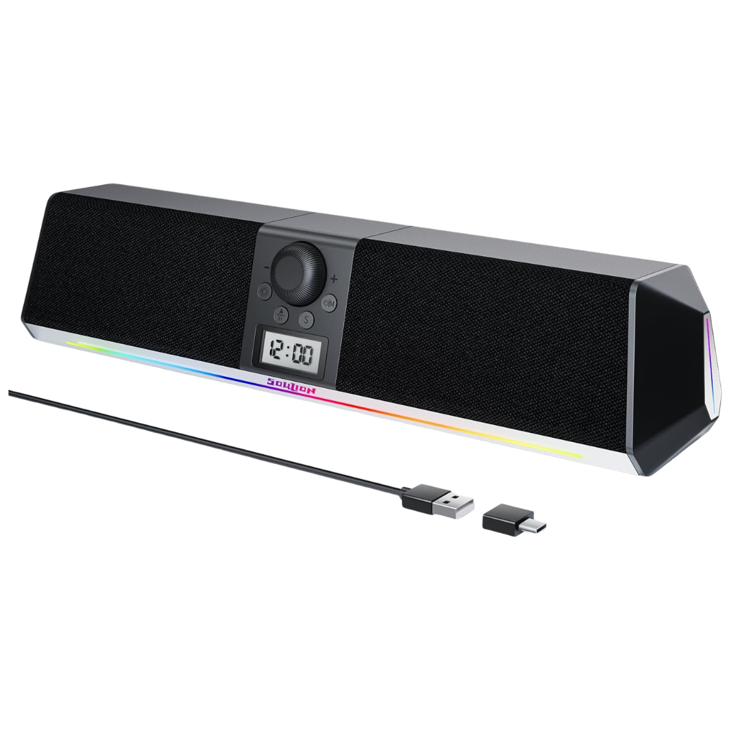 Soulion R80 Bluetooth Computer Speakers With Digital Clock Display