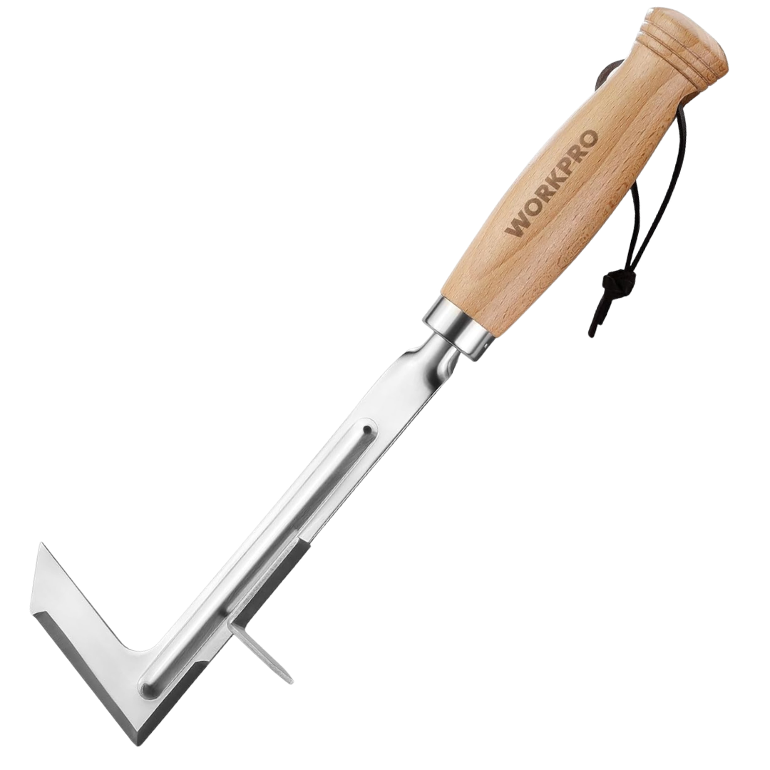 12" WORKPRO Stainless Steel Crack Weeder With Beech Wood Handle