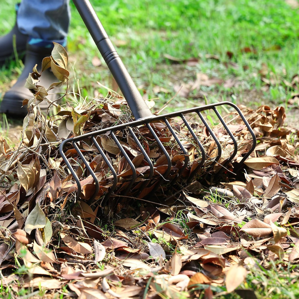 16" Heavy Duty Metal Garden Rake With 72" Long Handle & 11 Steel Tines