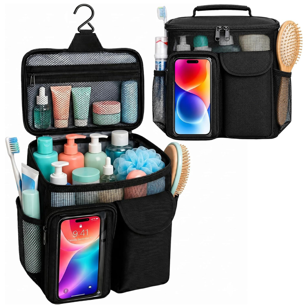 EaseGave Quick Dry Mesh Portable Shower Caddy W/ Phone Pocket