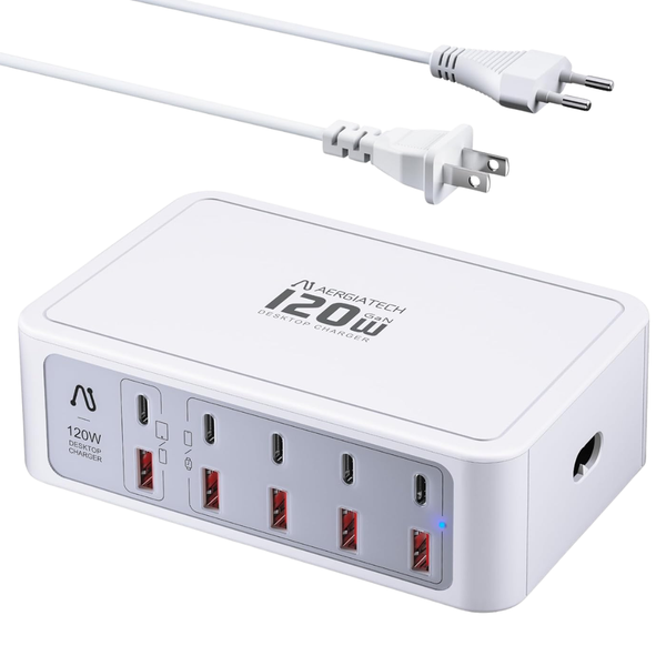 10-Port Portable USB-C GaN Charging Station With 120W Output