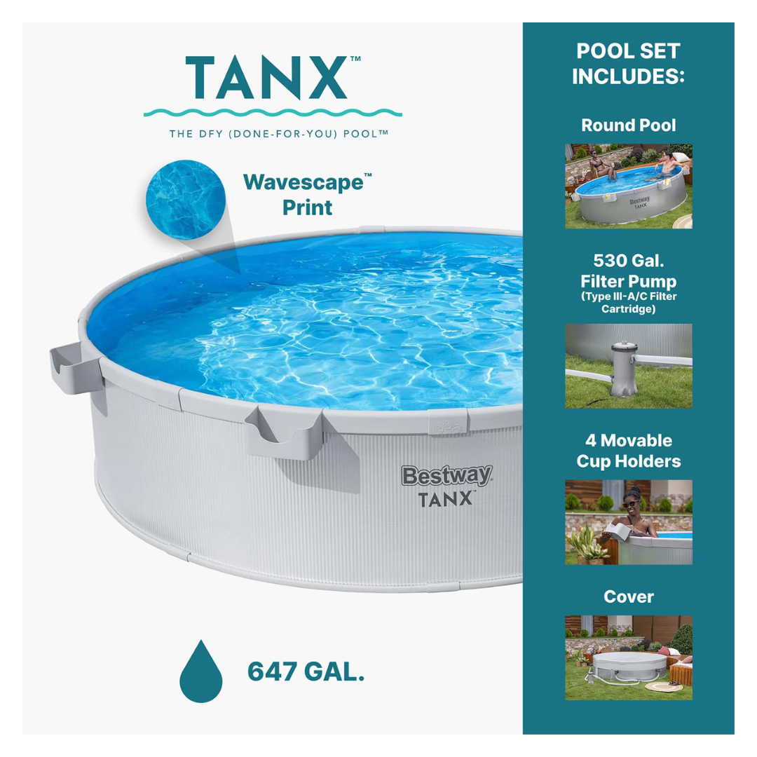 Bestway TANX 8' X 24" Round Above Ground Stock Tank Pool