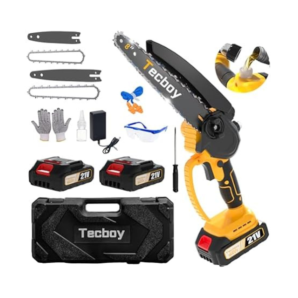 Tecboy 8"+6"Mini Chainsaw Electric Handheld With 2 Batteries