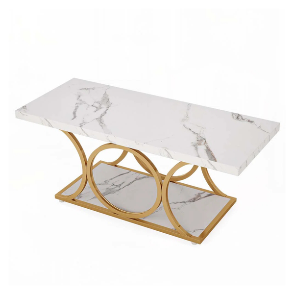 Mercer41 Mattheu Rectangle Faux Marble Coffee Table With Storage