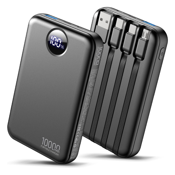 10000mAh Zmmyuluo Portable Power Bank With 4 Built-in Cables