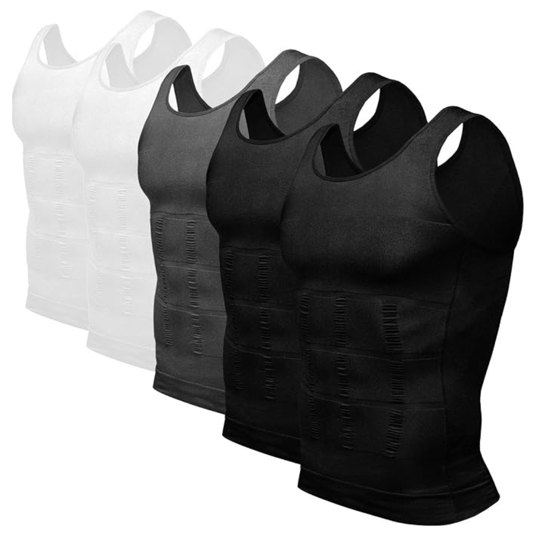 5-Pack Odoland Men's Compression Sleeveless Body Shapewear Tank Top