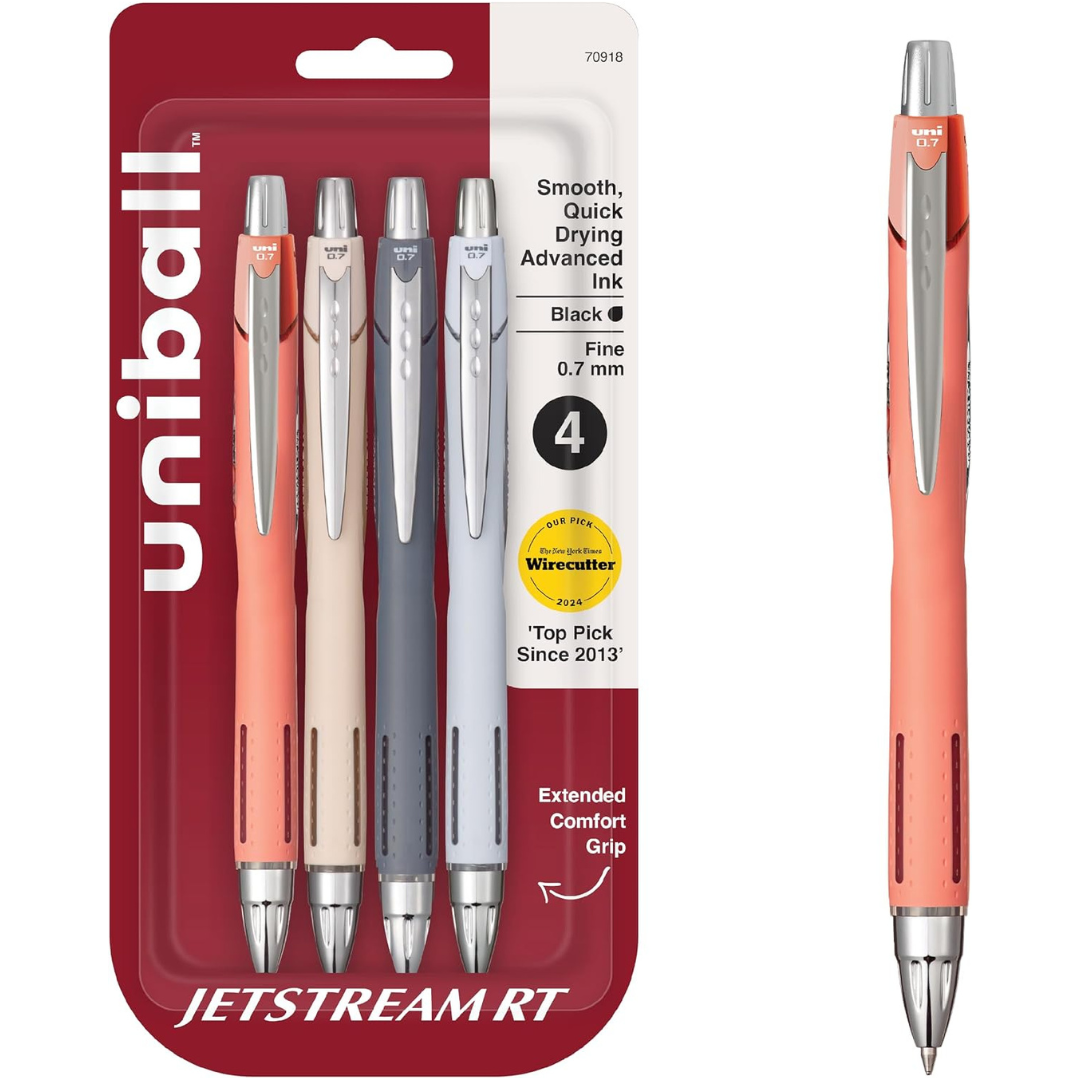 4-Count Uni-ball Jetstream RT 0.7 Mm Fine Point Black Ink Ballpoint Pens