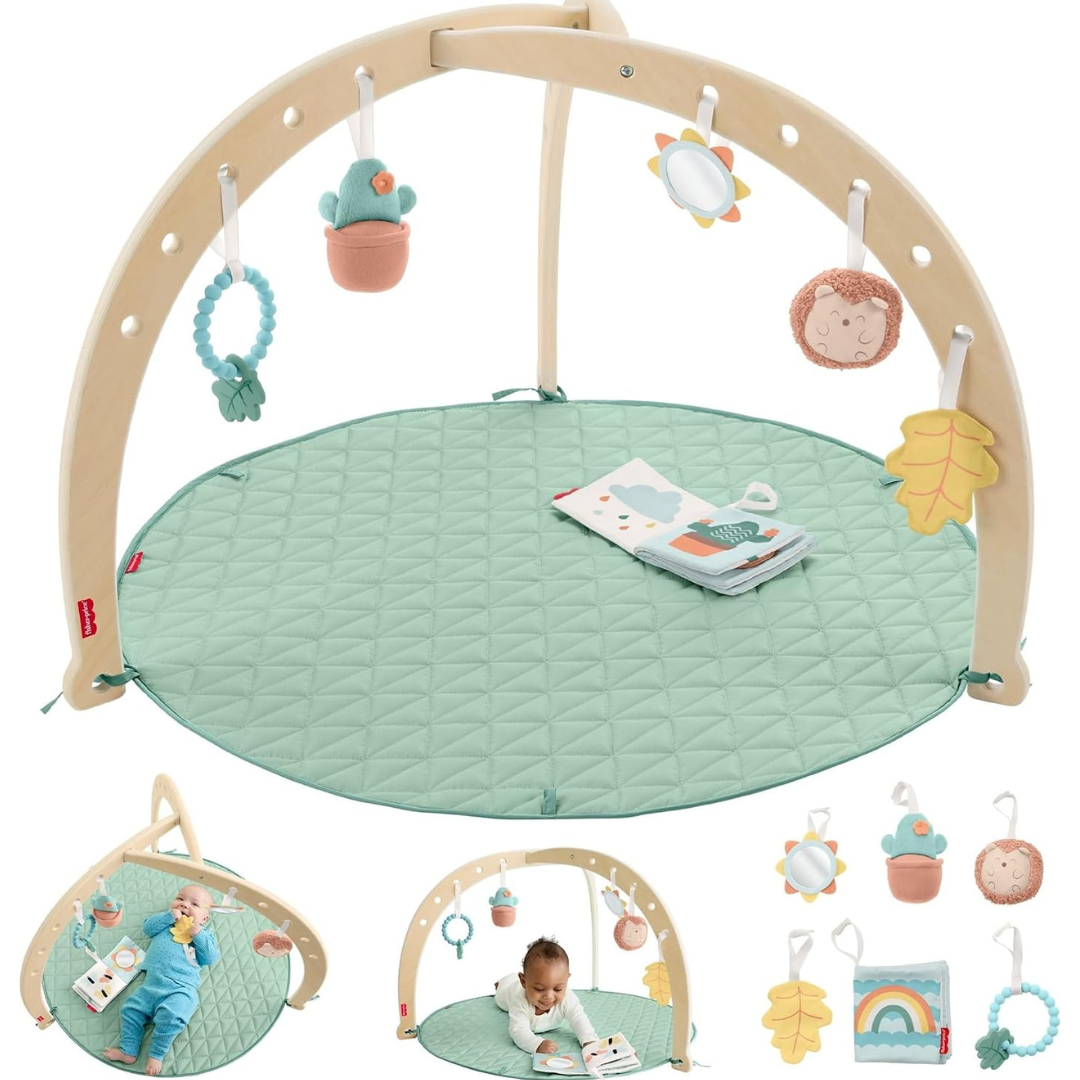 Fisher-Price Wooden Baby Play Gym & Activity Mat With Wooden Frame
