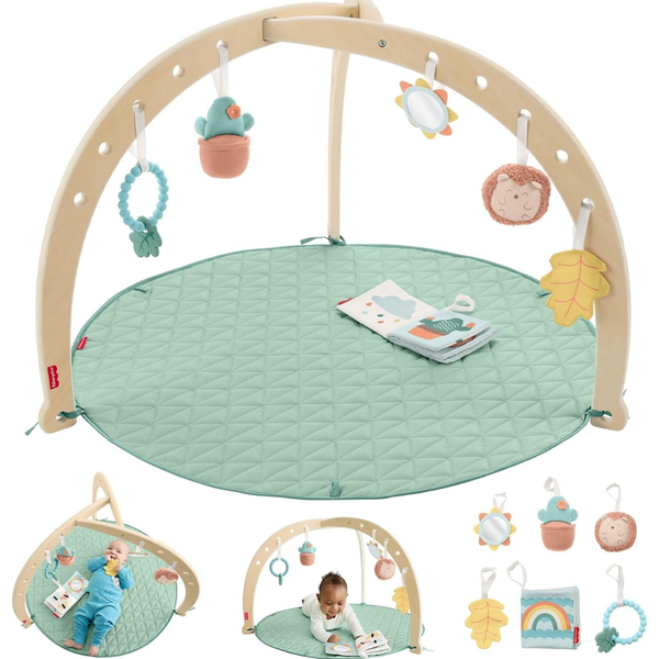 Fisher-Price Wooden Baby Play Gym & Activity Mat With Wooden Frame