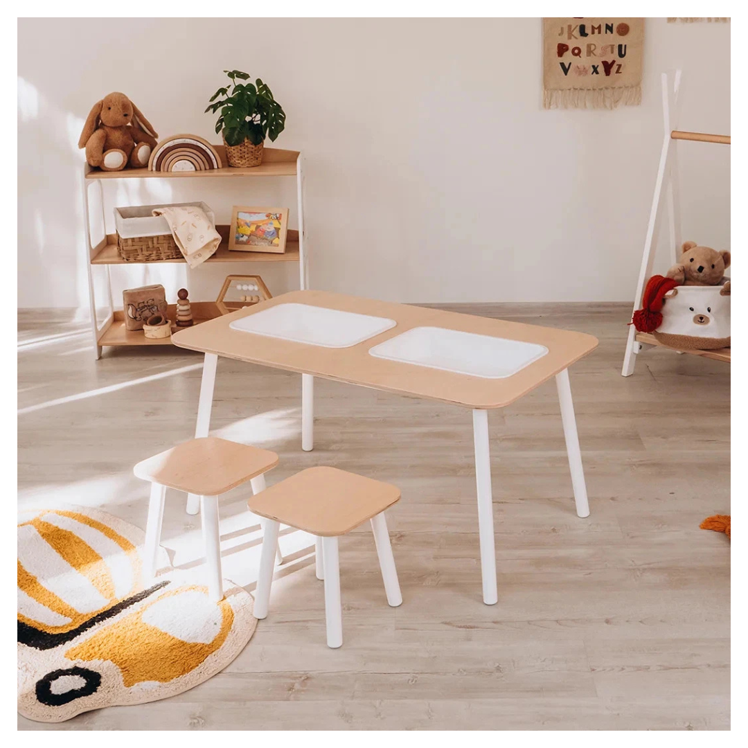 WoodandHearts 3-Piece Sorter Table And Stool Set
