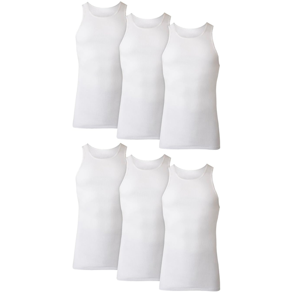 6-Pack Hanes Men's Moisture-Wicking Ribbed Cotton Tank Undershirts