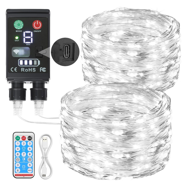 66' Lakumu 2 In 1 Rechargeable Fairy Lights W/ Remote Timer