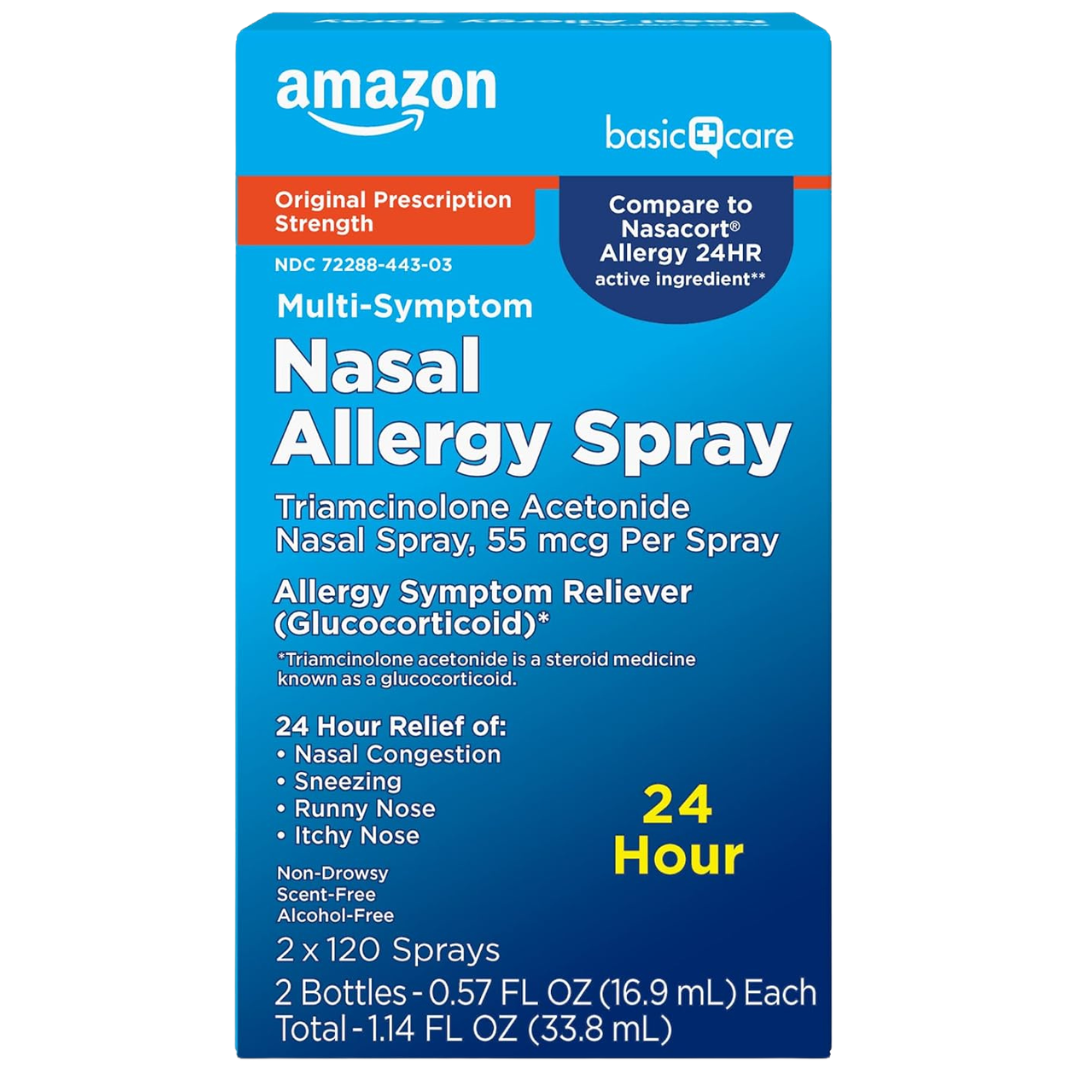 2-Pack Amazon Basic Care Multi-Symptom Triamcinolone Acetonide Nasal Spray