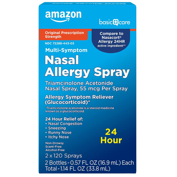 2-Pack Amazon Basic Care Multi-Symptom Triamcinolone Acetonide Nasal Spray