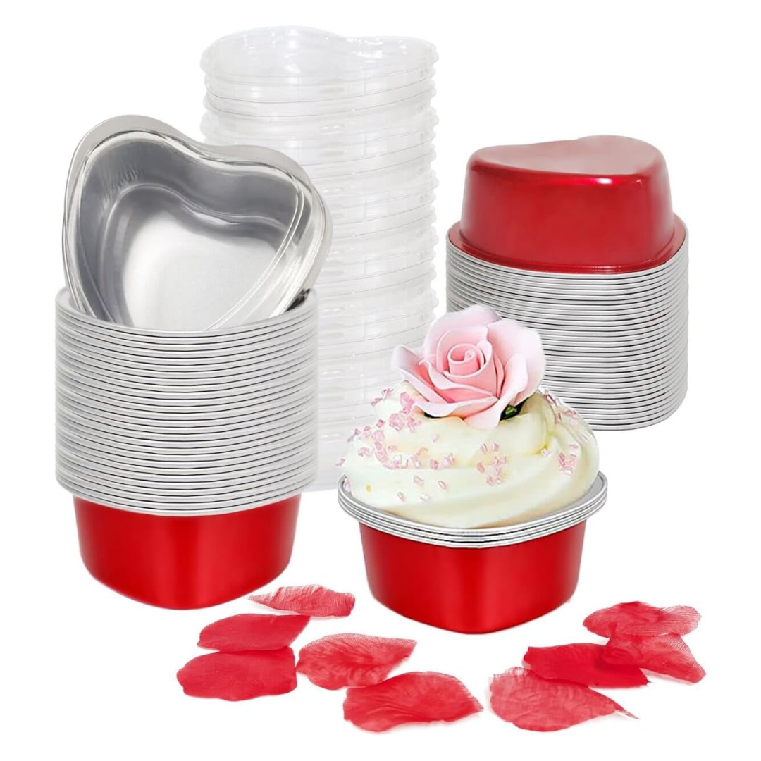 50-Count Blvryvio Aluminum Cupcake Cups With Lids