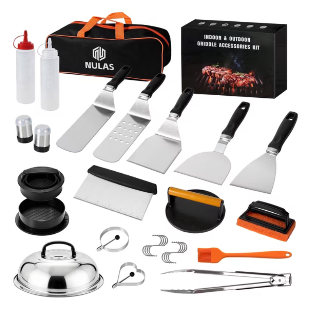 27-Piece Nulas Griddle Accessories Kit With Spatula & Burger Press