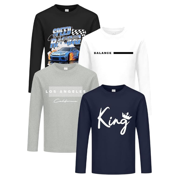 4-Pack PureChapter Boys Long Sleeve Graphic T-Shirts