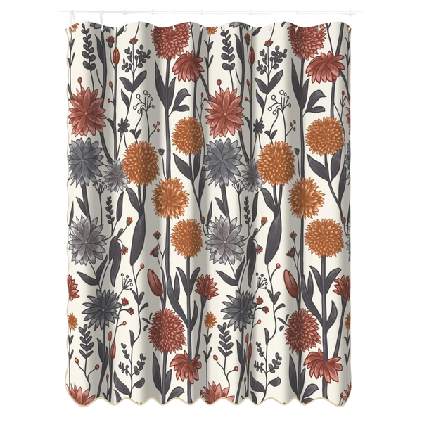 Elegant Scalloped Shower Curtain 71x74 Inches