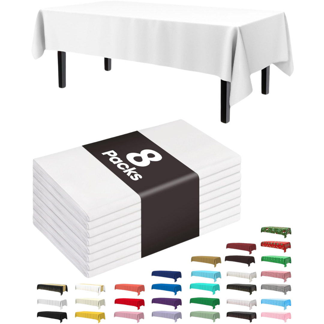 8-Pack 54" X 108" Disposable Plastic Table Cloth
