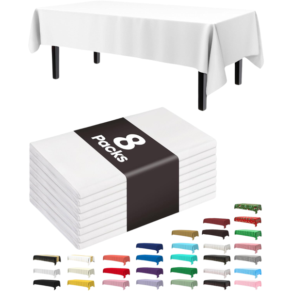 8-Pack 54" X 108" Disposable Plastic Table Cloth