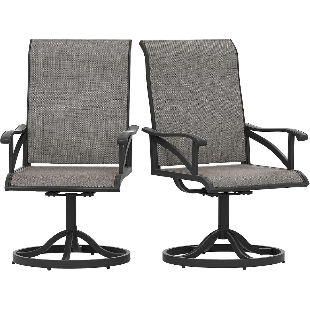 DWVO Set Of 2 Premium High-Back Patio Chairs With Heavy-Duty Frame