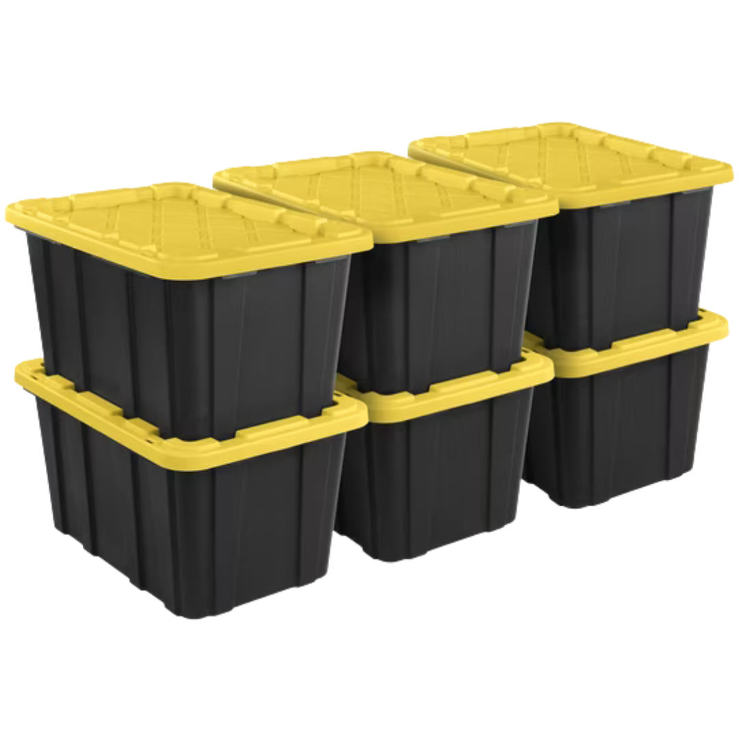 6-Pack 27-Gal Sterilite Industrial Tote Storage Bin W/ Snap-on Lids