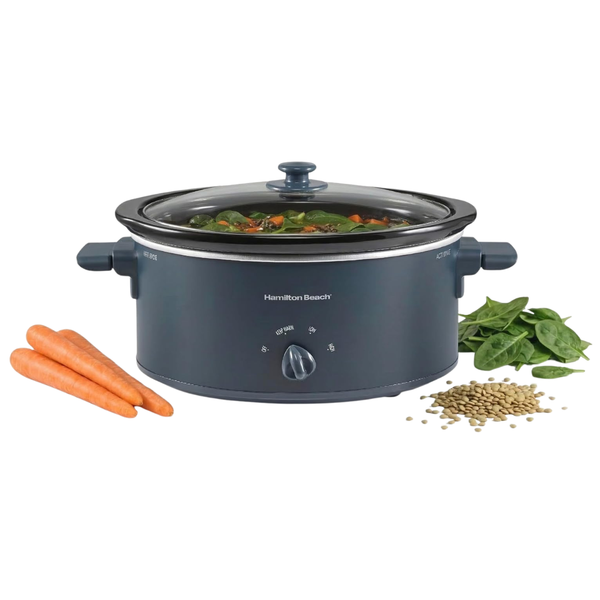 6-QT Hamilton Beach Slow Cooker W/ Space-Saving Folding Handles