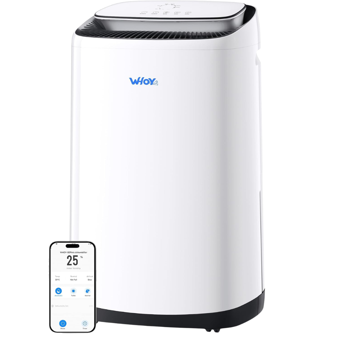 WHOY 80 Pint (50 Pint DOE) Dehumidifier With Drain Hose For 5000 Sq Ft