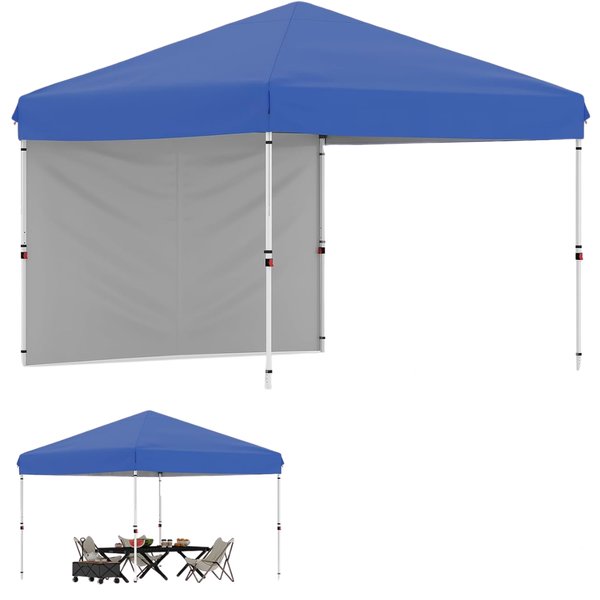 10x10 GarveeLife Pop Up Canopy Tent With One Sidewalls (Blue Or White New)