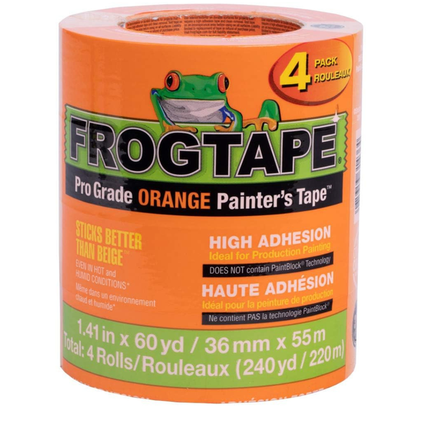 4-Pack FrogTape ProGrade 1.41" X 60 Yd High-Adhesion Orange Painter's Tape