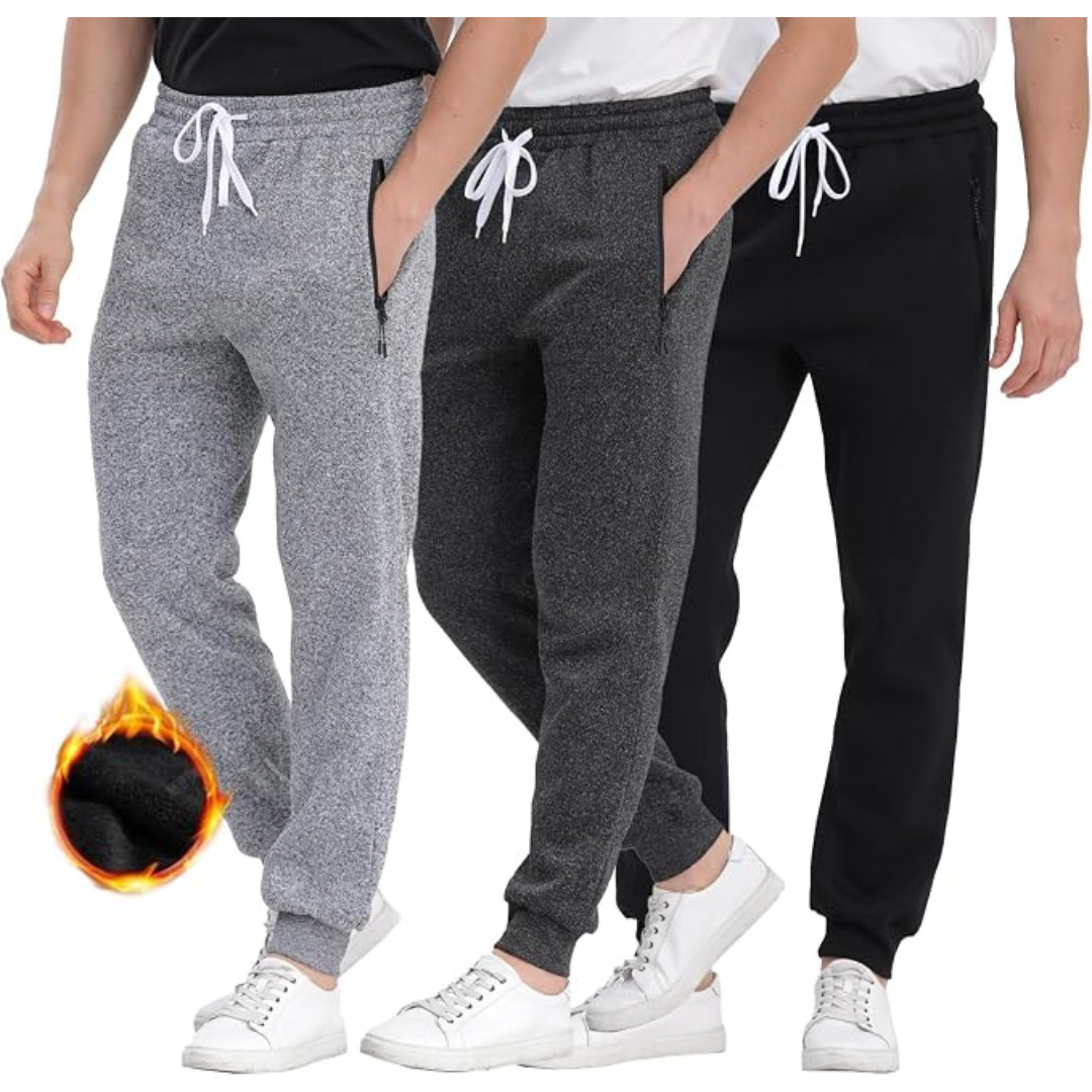 3-Pack Men's Athletic Workout Joggers With Zipper Pockets