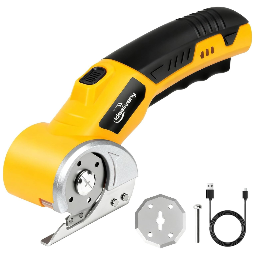 Idealiveny 4V Cordless Electric Power Shears W/ 2 Blades, LED Light & Safety Lock