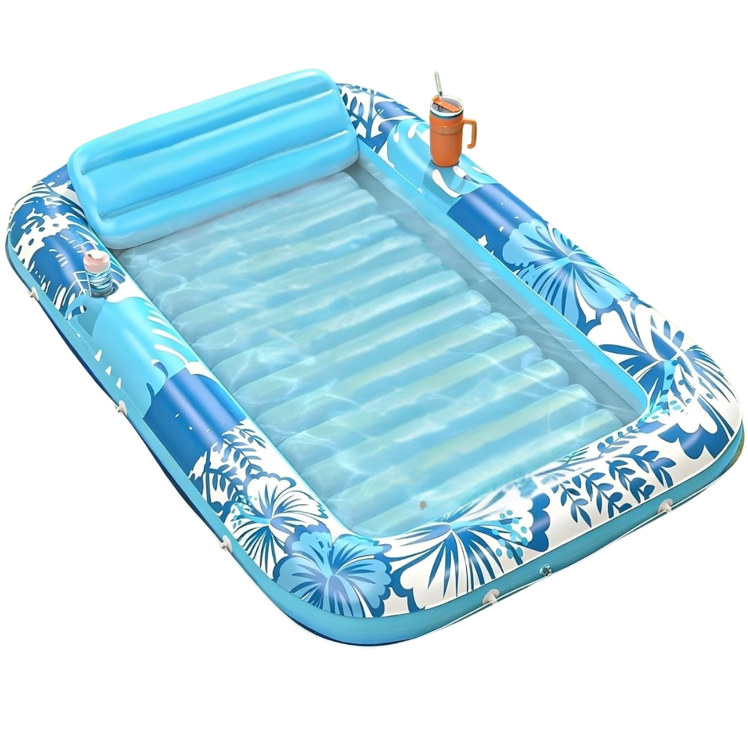 85"x57" Poolacc Inflatable Tanning Pool Lounger Float W/ Pillow